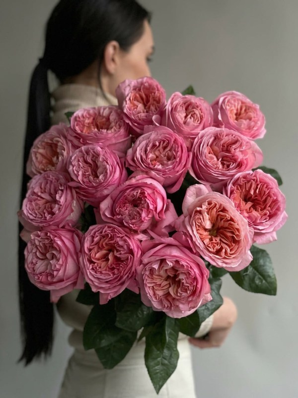 Букет из 15 пионовидных роз Pink Expression