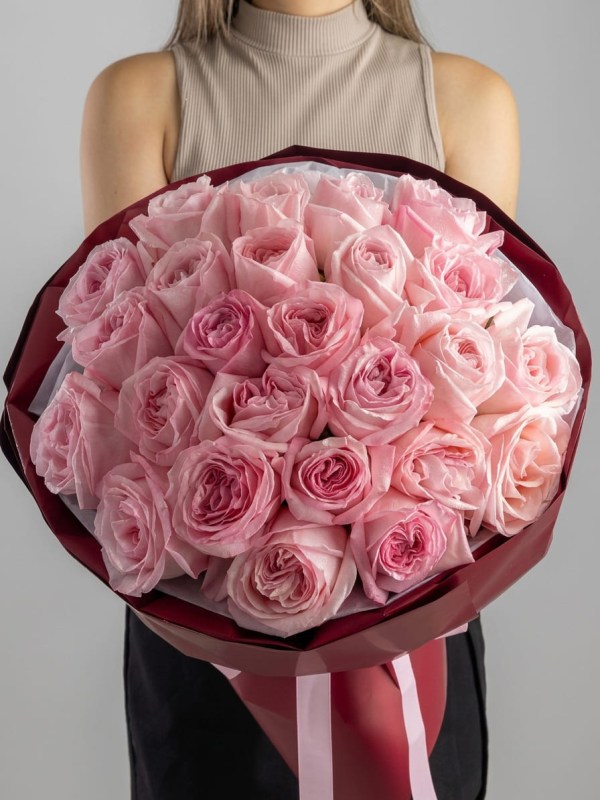 Букет из 25 пионовидных роз Pink O'Hara Premium